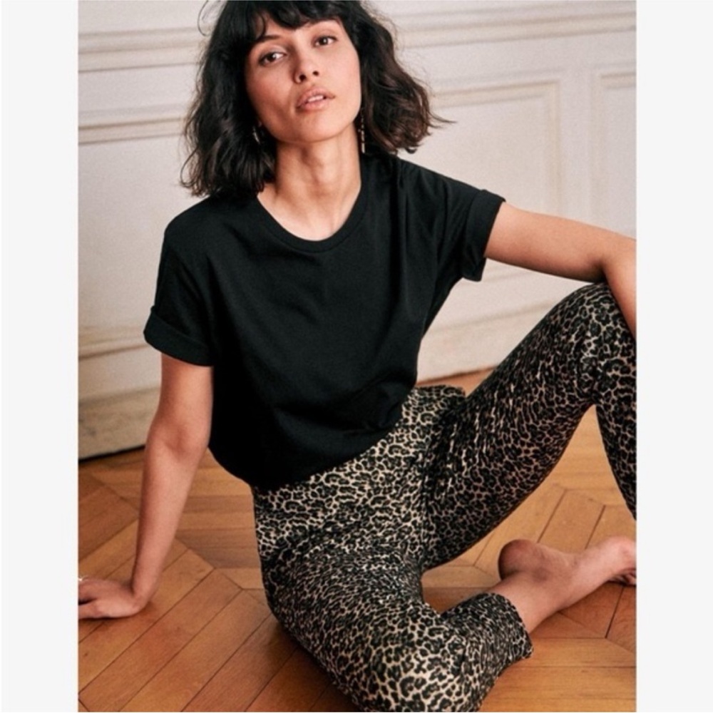 Sezane Clara Trousers Bottoms in Leopard Jacquard